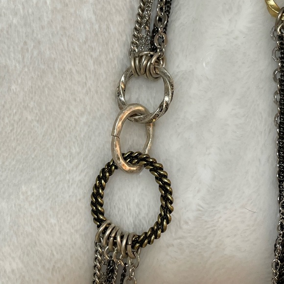 NWT Chico’s Multi Strand Chain Necklace Silver, Gold, Black, Brass - Picture 12 of 14